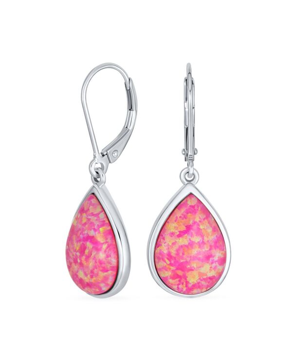 【送料無料】 ブリング レディース ピアス・イヤリング アクセサリー Created Opal Pear Shaped Simple Teardrop Dangle Earrings Sterling Silver Lever back Pink opal