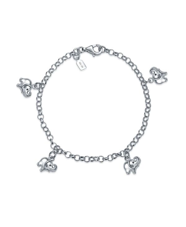 【送料無料】 ブリング レディース ブレスレット・バングル・アンクレット アクセサリー Good Luck ZOO Animal Lucky Multi Dangling Elephant Charm Bracelet Sterling Silver
