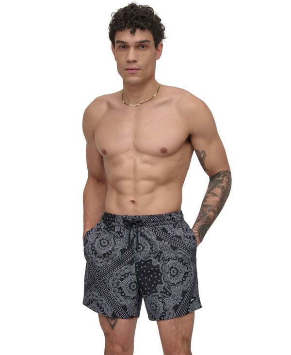 【送料無料】 ダナ キャラン ニューヨーク メンズ ハーフパンツ・ショーツ 水着 Men's Euro Bandana Print Performance 5\
