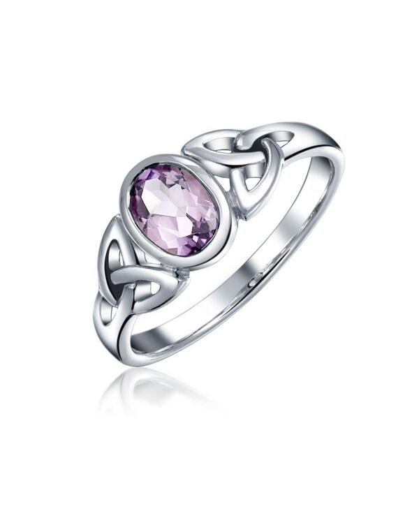 【送料無料】 ブリング レディース リング アクセサリー Oval Gemstone Celtic Trinity Knot Ring for BFF Sorority Sister Sterling Silver Purple