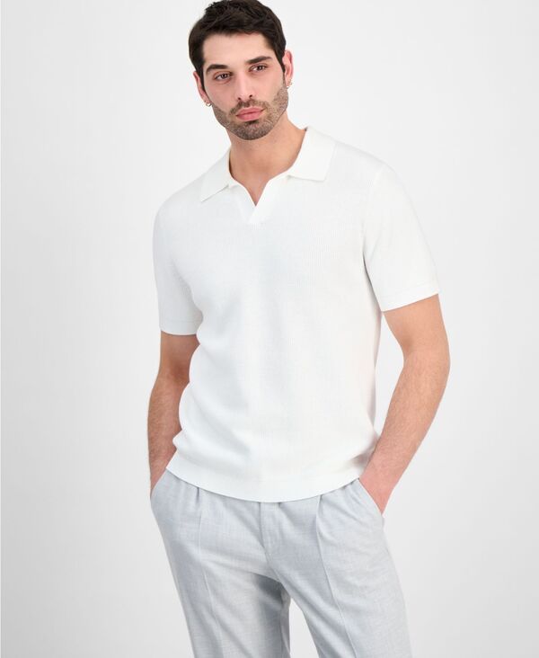 【送料無料】 アルファニ メンズ ニット・セーター アウター Men's Cotton Johnny Collar Short-Sleeve Sweater Washed White 11,765円