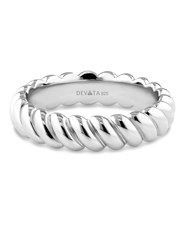 【送料無料】 デヴァタ レディース リング アクセサリー Rope Band Ring in Rhodium Plated Sterling Silver Size 8 Silver
