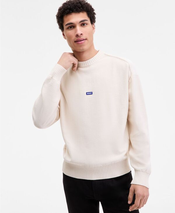 【貨物輸送無料】 ヒューゴボス メンズ 編み物・プルオーバー アウター Men\u0027s San Casey Logo Badge Sweater NATURAL