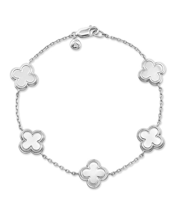 【送料無料】 デヴァタ レディース ブレスレット・バングル・アンクレット アクセサリー Contour-lined Clover Bracelet in Rhodium Plated Sterling Silver Silver