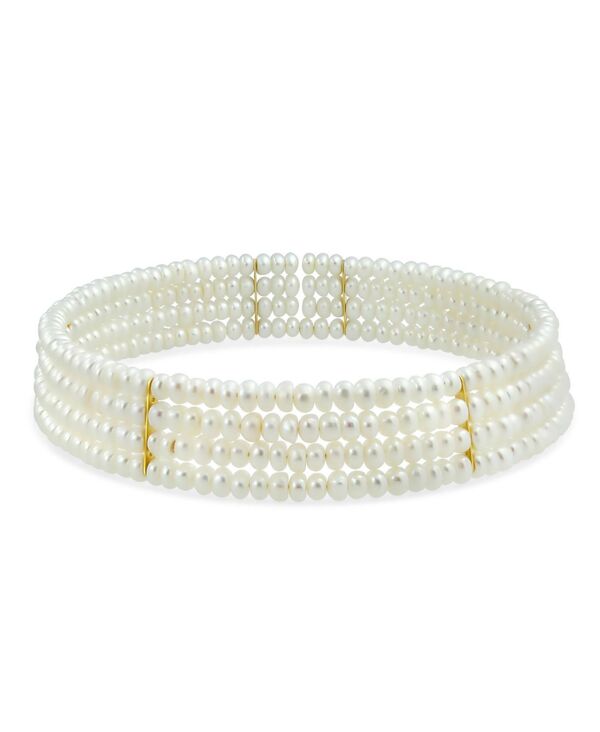 【送料無料】 ブリング レディース ネックレス・チョーカー・ペンダントトップ アクセサリー Fine Classic Necklace 4 Row Freshwater Pearl Choker Accent Gold-tone