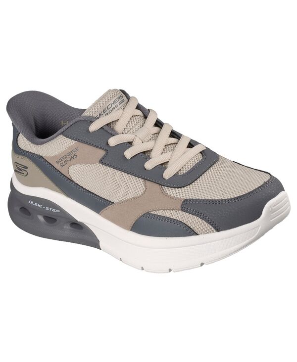 【貨物輸送無料】 スケッチャーズ メンズ スニーカー シューズ Men\u0027s Slip-Ins: BOBS Arc Waves 2.0 - Class Order Casual Sneakers from Finish Line Dark Taupe White