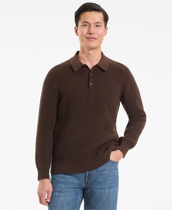 【送料無料】 ランズエンド メンズ ニット・セーター アウター Men's Long Sleeve Drifter Polo Sweater Rich coffee