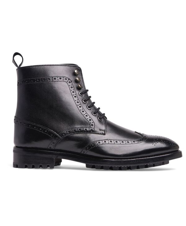 【貨物輸送無料】 アンソニー ヴィア メンズ ブーツ・レインブーツ シューズ Men\u0027s Grant Wingtip Leather Dress Boot Black
