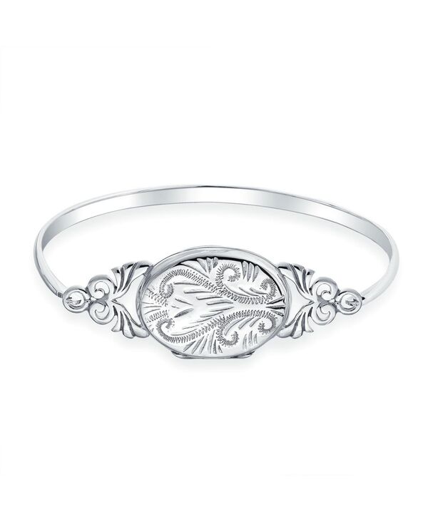 【送料無料】 ブリング レディース ブレスレット・バングル・アンクレット アクセサリー Vintage Style Sterling Silver Bangle Bracelet Locket for Photos Keepsake Silver