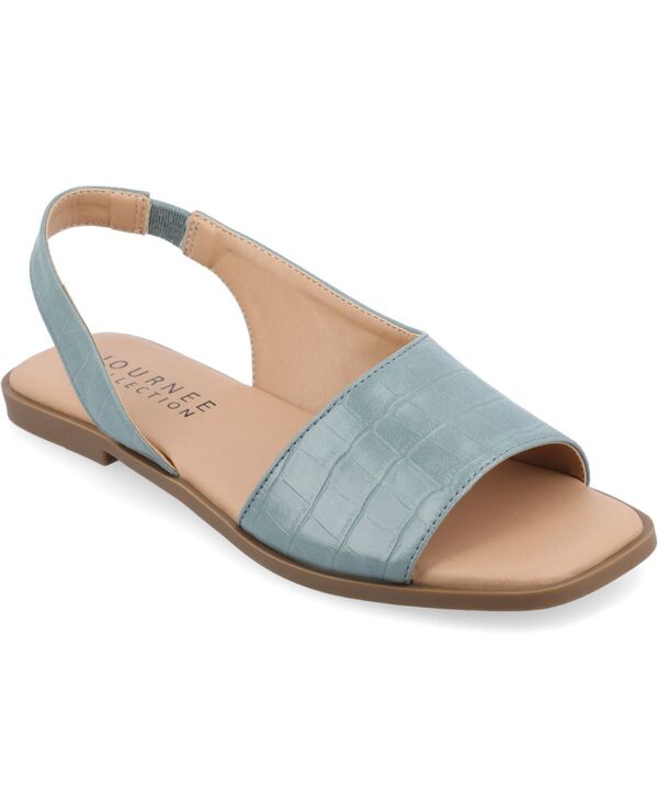 【送料無料】 ジュルネ コレクション レディース サンダル シューズ Women's Brinsley Slingback Flat Sandals Blue Croco