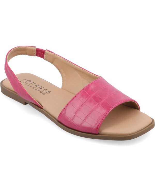 【送料無料】 ジュルネ コレクション レディース サンダル シューズ Women's Brinsley Slingback Flat Sandals Pink Croco