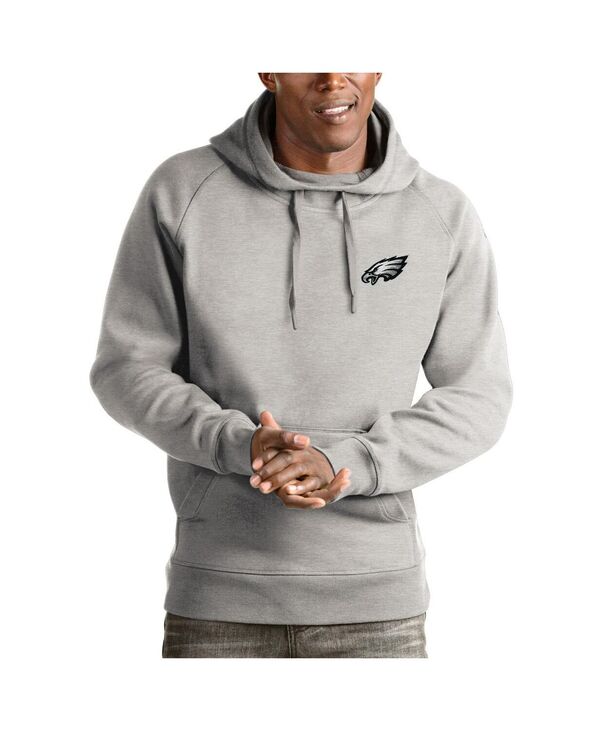 【送料無料】 アンティグア メンズ パーカー・スウェット アウター Men's Heathered Gray Philadelphia Eagles Logo Victory Pullover Hoodie Heather Gray