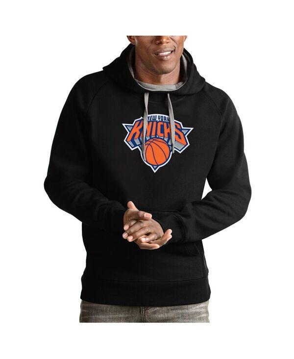 【送料無料】 アンティグア メンズ パーカー・スウェット アウター Men's Black New York Knicks Team Logo Victory Pullover Hoodie Black