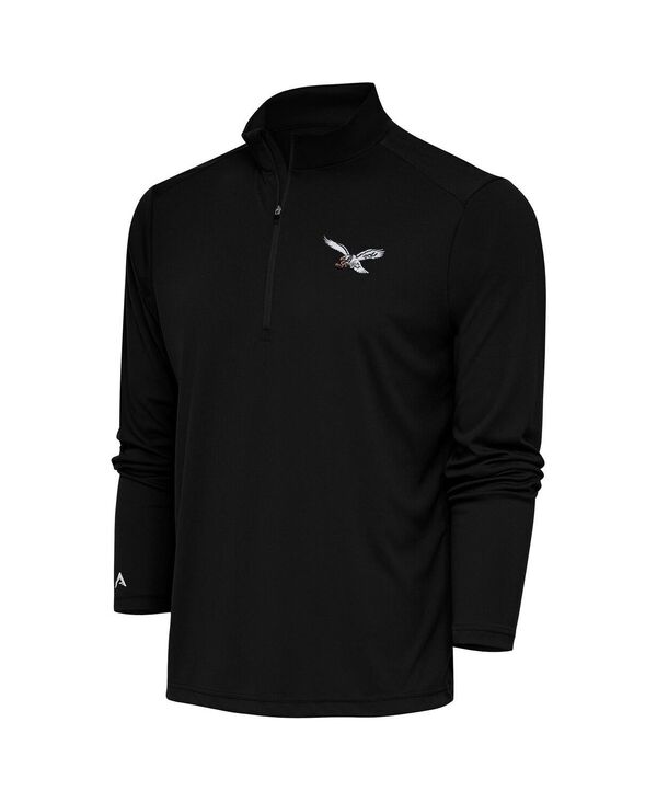 【送料無料】 アンティグア メンズ パーカー・スウェット アウター Men's Black Philadelphia Eagles Throwback Logo Tribute Quarter-Zip Pullover Sweatshirt Black
