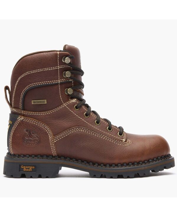 【送料無料】 ジョージブーツ レディース ブーツ・レインブーツ シューズ AMP LT Logger Women's Alloy Toe Waterproof Low Heel Logger Boot Brown|ReVida 店