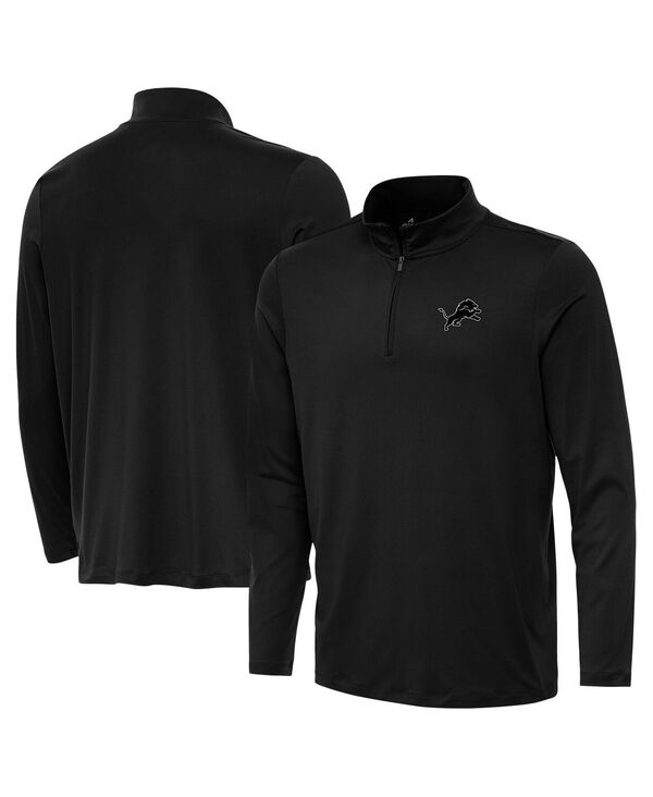 【送料無料】 アンティグア メンズ パーカー・スウェット アウター Men's Black Detroit Lions Reprocess Quarter-Zip Sweatshirt Black
