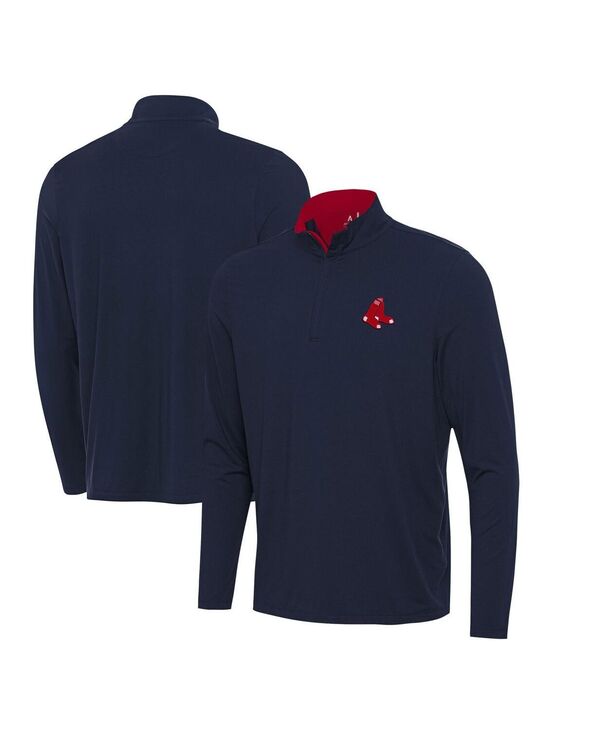 【送料無料】 アンティグア メンズ パーカー・スウェット アウター Men's Navy Boston Red Sox Content Quarter-Zip Sweatshirt Navy