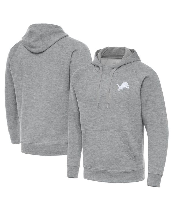 【送料無料】 アンティグア メンズ パーカー・スウェット アウター Men's Heather Gray Detroit Lions Victory Pullover Hoodie Heather Gray