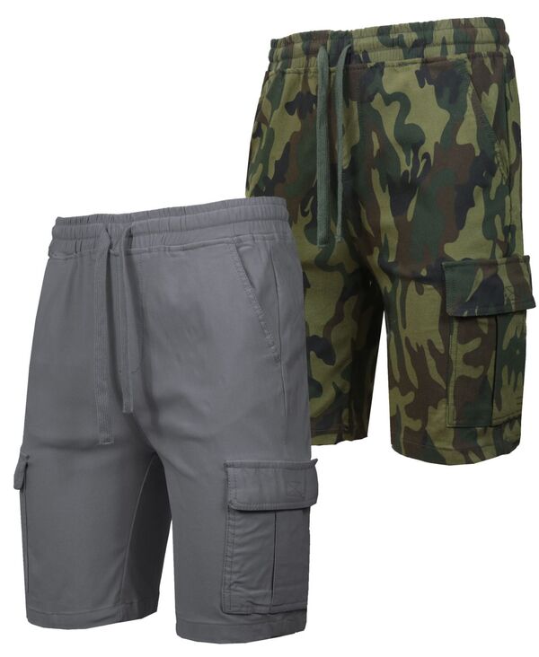 【送料無料】 ギャラクシーバイハルビック メンズ ハーフパンツ・ショーツ ボトムス Men's 2-Pack Super Flex Stretch Cargo Jogger Shorts Woodland Gray