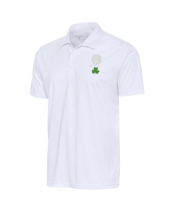 【送料無料】 アンティグア メンズ ポロシャツ トップス Men's White Boston Celtics Shamrock Tribute Polo Shirt White