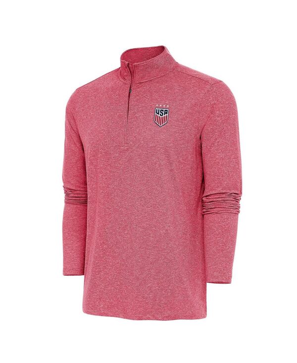 【貨物輸送無料】 アンティグア メンズ パーカー・スウェット アウター Men\u0027s Heather Red USWNT Hunk Quarter-Zip Sweatshirt Heather Red