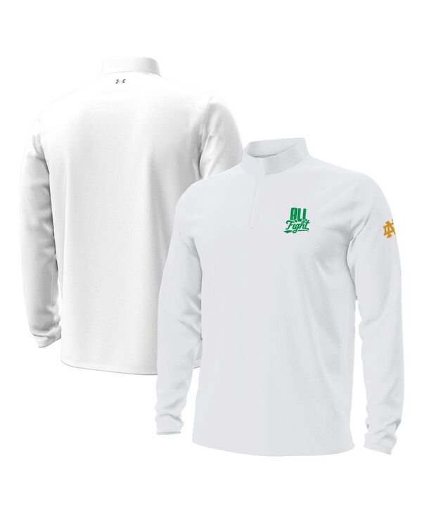 【貨物輸送無料】 アンダーアーマー メンズ パーカー・スウェット アウター Men\u0027s White Notre Dame Fighting Irish All Fight Motion Quarter-Zip Sweatshirt White