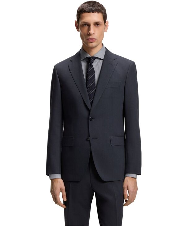 【送料無料】 ヒューゴボス メンズ ジャケット・ブルゾン ブレザー アウター Men's Washable Stretch Fabric Slim-Fit Blazer Open Blue