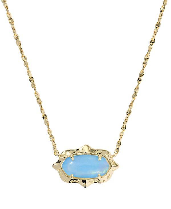 【送料無料】 ケンドラスコット レディース ネックレス・チョーカー・ペンダントトップ アクセサリー Imitation Pearl and 14k Gold Over Brass Elisa Scallop Frame Short Pendant Necklace Gold/Sky Blue