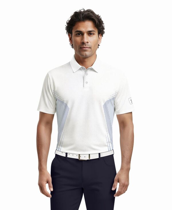 【貨物輸送無料】 ピージーエーツアー メンズ スポーツシャツ トップス Men\u0027s Faux Seamless Mapped Golf Polo Shirt Bright white