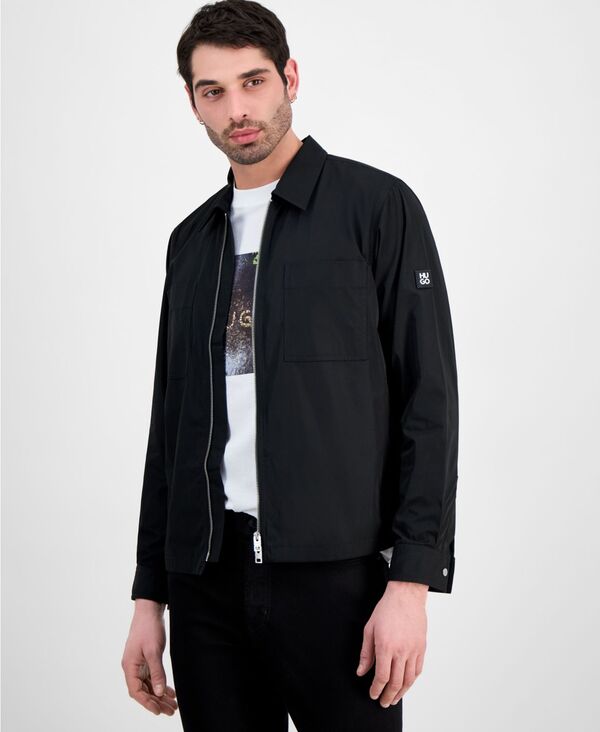 【送料無料】 ヒューゴボス メンズ シャツ トップス HUGO by Men's Evalom Long-Sleeve Overshirt Black｜ReVida 店