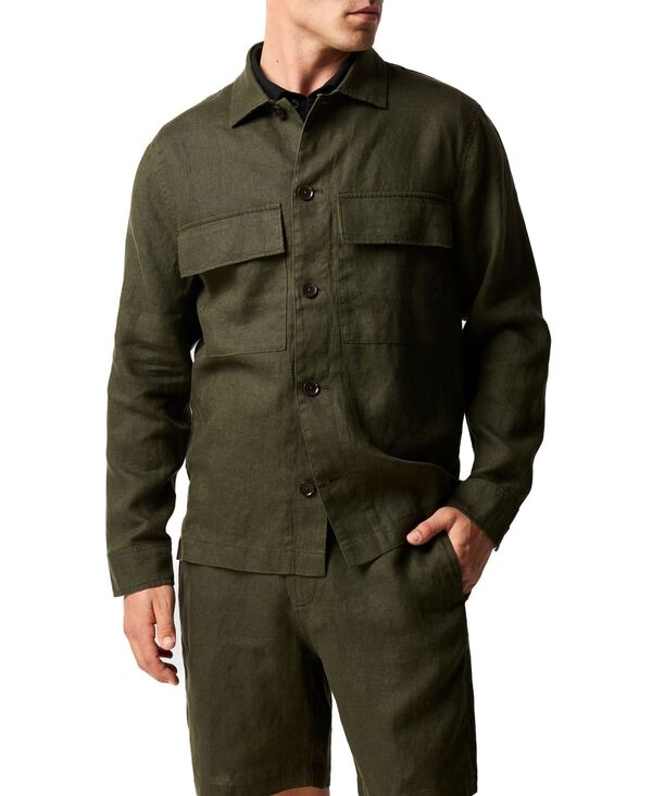 【送料無料】 ロッドアンドグン メンズ シャツ トップス Men's West Island Pure Linen Shirt Dark Olive|ReVida 店