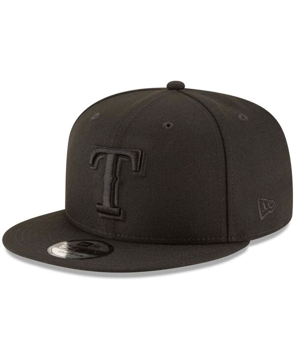 【送料無料】 ニューエラ メンズ 帽子 アクセサリー Men's Black Texas Rangers Black on Black 9FIFTY Team Snapback Adjustable Hat Black|ReVida 店