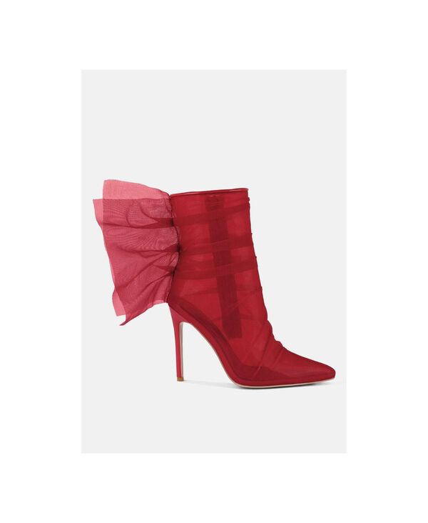 【送料無料】 ロンドンラグ レディース ブーツ・レインブーツ シューズ Womens princess organza wrapped style heeled ankle boots Red