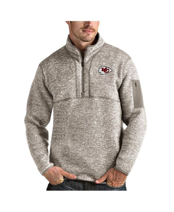 【送料無料】 アンティグア メンズ ジャケット・ブルゾン アウター Men's Oatmeal Kansas City Chiefs Fortune Quarter-Zip Pullover Jacket Oatmeal