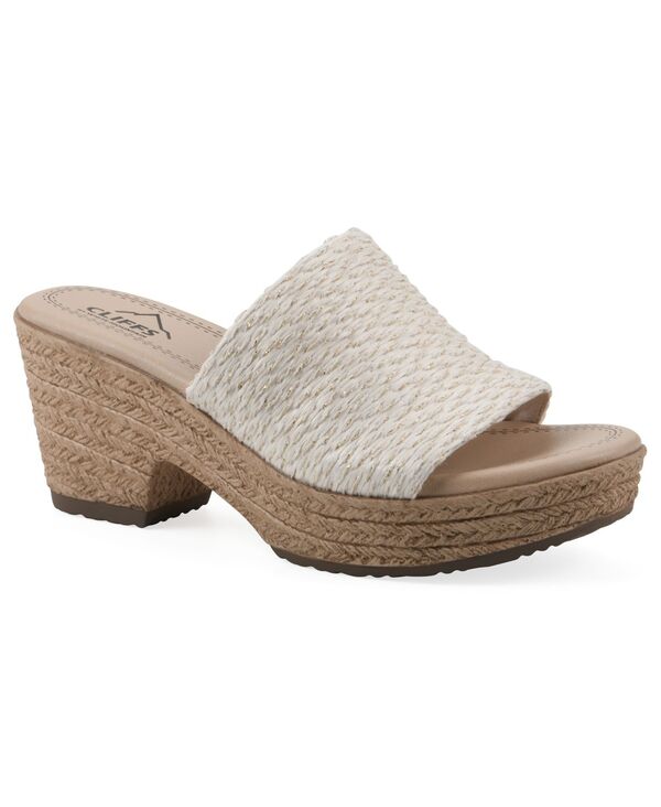 【貨物輸送無料】 クリフバイホワイトマウンテン レディース サンダル シューズ Women\u0027s Biancia Wedge Sandals White Metallic Fabric