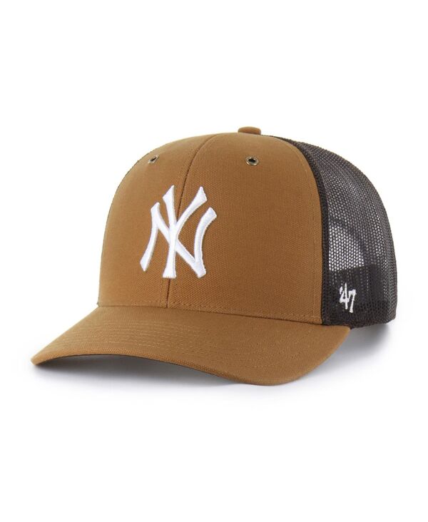 【送料無料】 47ブランド メンズ 帽子 アクセサリー Carhartt X Men's Brown New York Yankees Trucker Adjustable Hat Brown