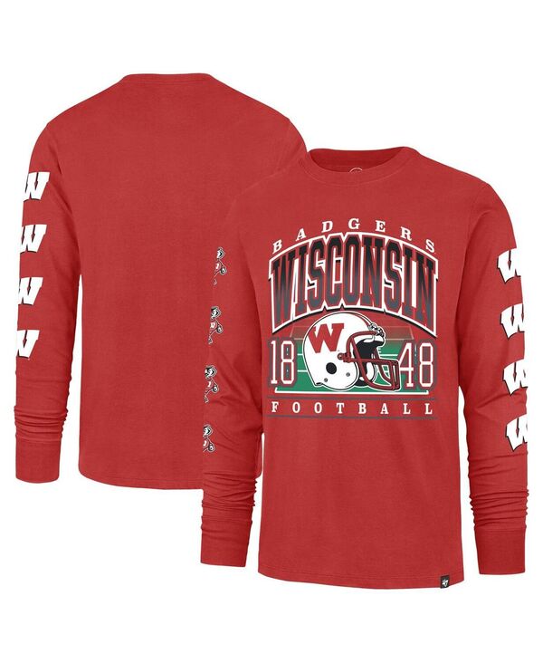 【貨物輸送無料】 47ブランド名 メンズ プルオーバー トップス Men\u0027s Red Wisconsin Badgers Go Big Long Sleeve T-Shirt Red