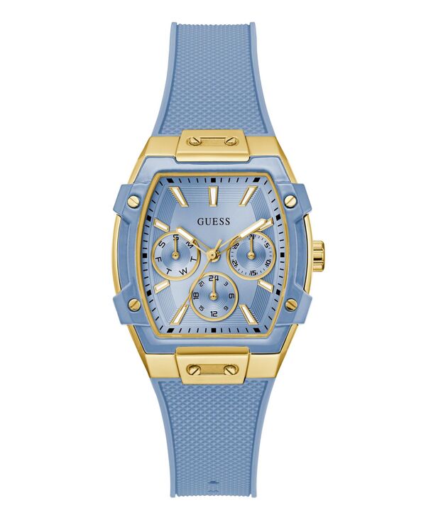 【送料無料】 ゲス レディース 腕時計 アクセサリー Women's Gold-Tone Light Blue Silicone Multi-Function Watch 35mm Blue|ReVida 店