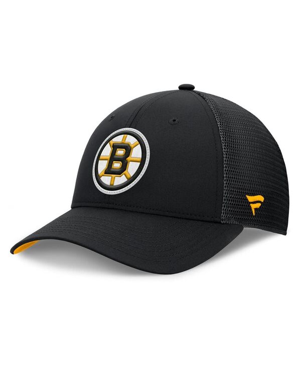 【送料無料】 ファナティクス メンズ 帽子 アクセサリー Men's Black Boston Bruins Authentic Pro Home Ice Trucker Adjustable Hat Black