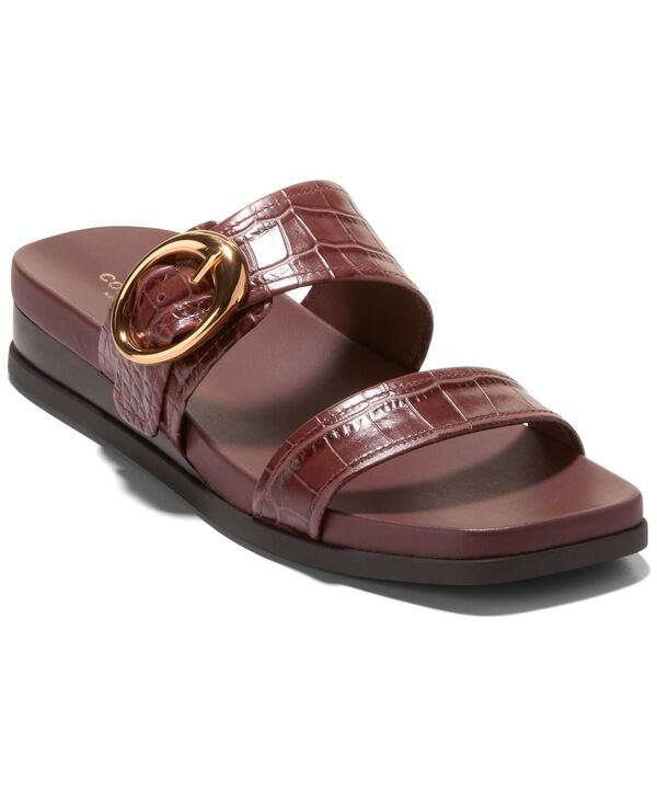 【送料無料】 コールハーン レディース スリッポン・ローファー シューズ Women's Oaklynn Double Band Slip-On Footbed Sandals Mahogany Croc Leather