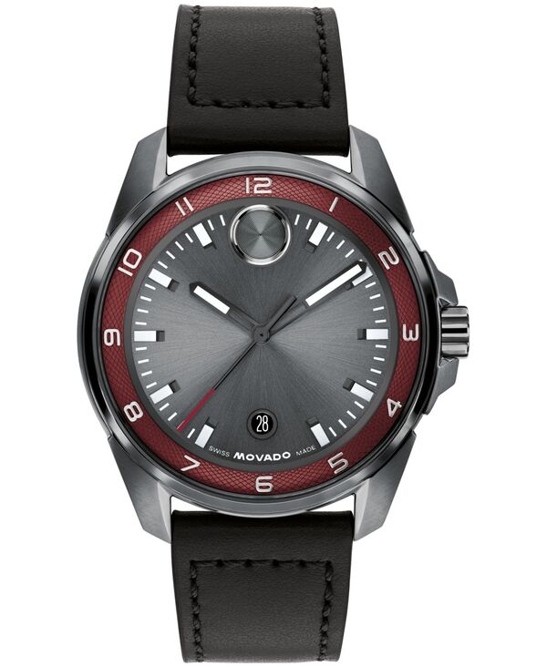 【貨物輸送無料】 モバド メンズ ウォッチ 佩び物 Men\u0027s Bold Verso S Swiss Quartz Black Leather Watch 42粍 Black