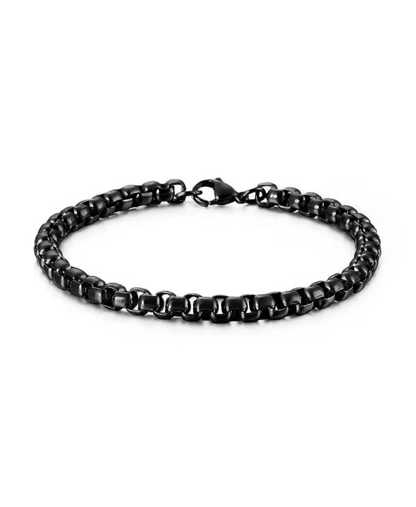 【送料無料】 ローナ サットン メンズ ブレスレット・バングル・アンクレット アクセサリー Men's Rolo Chain Bracelet in Black Plated Stainless Steel Black