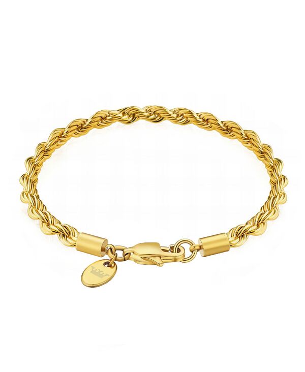 【送料無料】 ローナ サットン メンズ ブレスレット・バングル・アンクレット アクセサリー Men's Stainless Steel Twisted Rope Chain Bracelet in 18k Gold Plated Gold