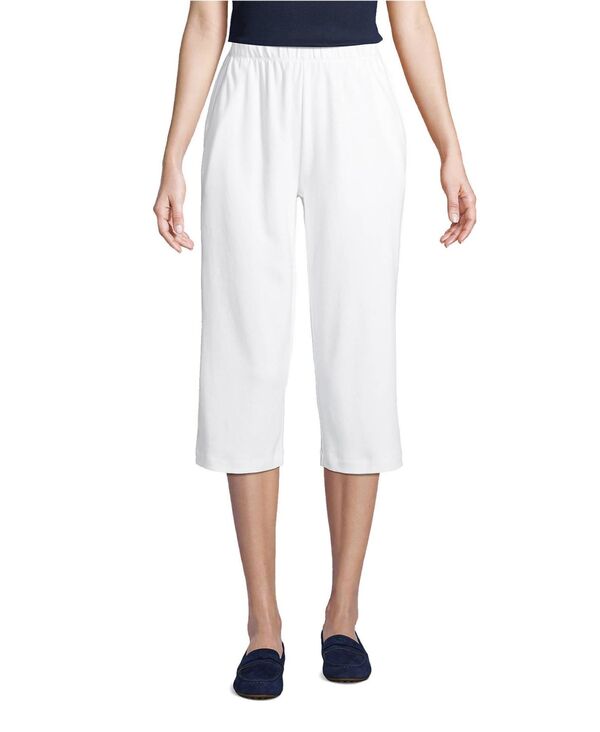 【送料無料】 ランズエンド レディース カジュアルパンツ ボトムス Women's Sport Knit High Rise Elastic Waist Capri Pants White