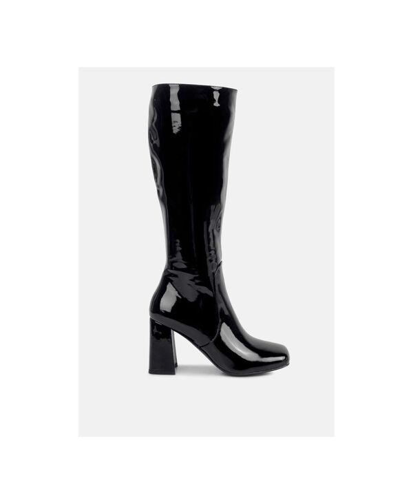 【送料無料】 ロンドンラグ レディース ブーツ・レインブーツ シューズ Hypnotize Patent Pu Block Heeled Calf Boots Black|ReVida 店