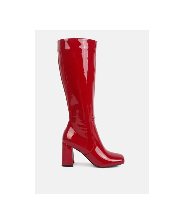 【送料無料】 ロンドンラグ レディース ブーツ・レインブーツ シューズ Hypnotize Patent Pu Block Heeled Calf Boots Burgundy