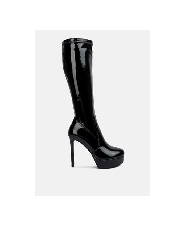 【送料無料】 ロンドンラグ レディース ブーツ・レインブーツ シューズ Shawtie High Heel Stretch Patent Calf Boots Black