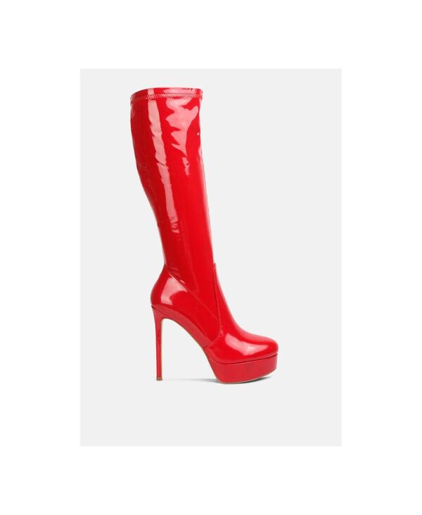 【送料無料】 ロンドンラグ レディース ブーツ・レインブーツ シューズ Shawtie High Heel Stretch Patent Calf Boots Red|ReVida 店