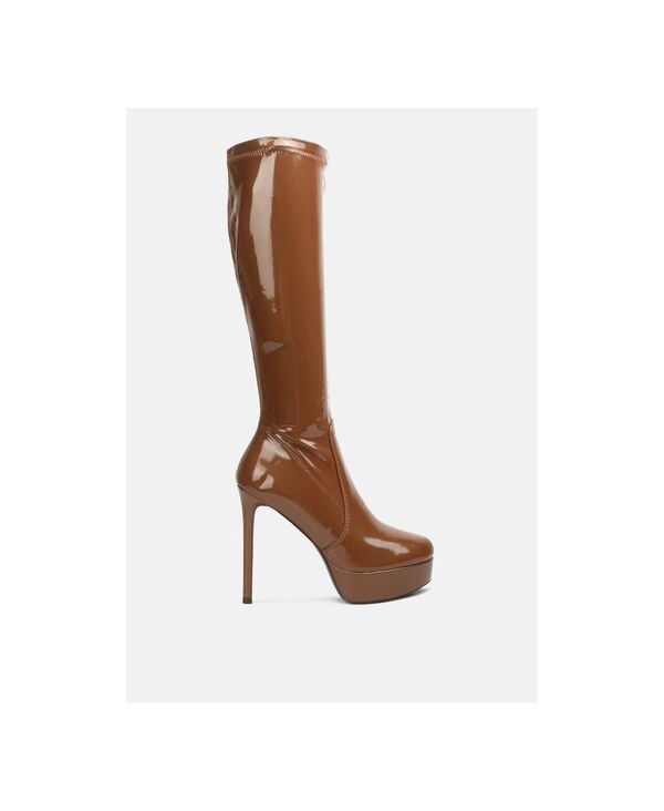 【送料無料】 ロンドンラグ レディース ブーツ・レインブーツ シューズ Shawtie High Heel Stretch Patent Calf Boots Tan|ReVida 店