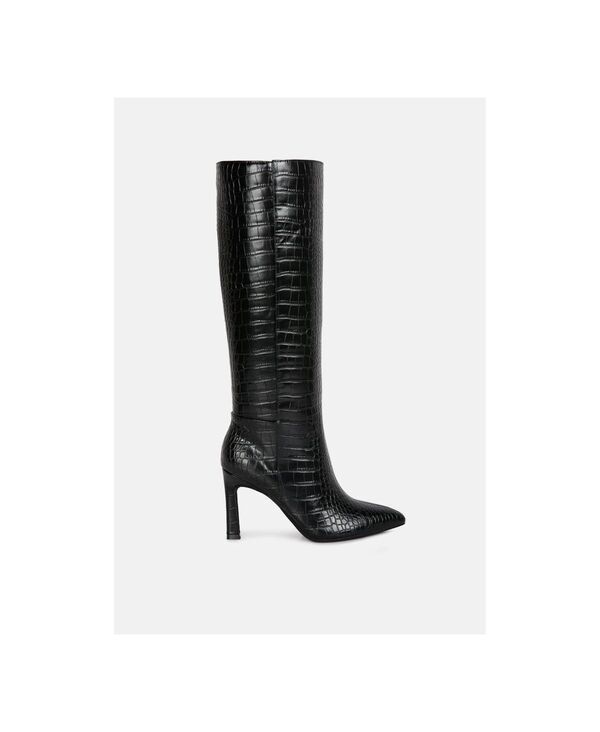 【送料無料】 ロンドンラグ レディース ブーツ・レインブーツ シューズ fewocious croc high heel calf boots Black